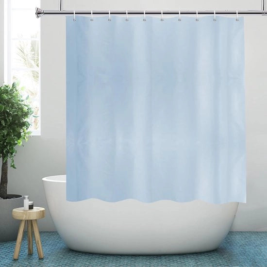 Douchegordijn in tessuto di poliestere, lavabile in macchina, con anelli di fissaggio metallici, 150 x 150 cm (l x a), azzurro chiaro