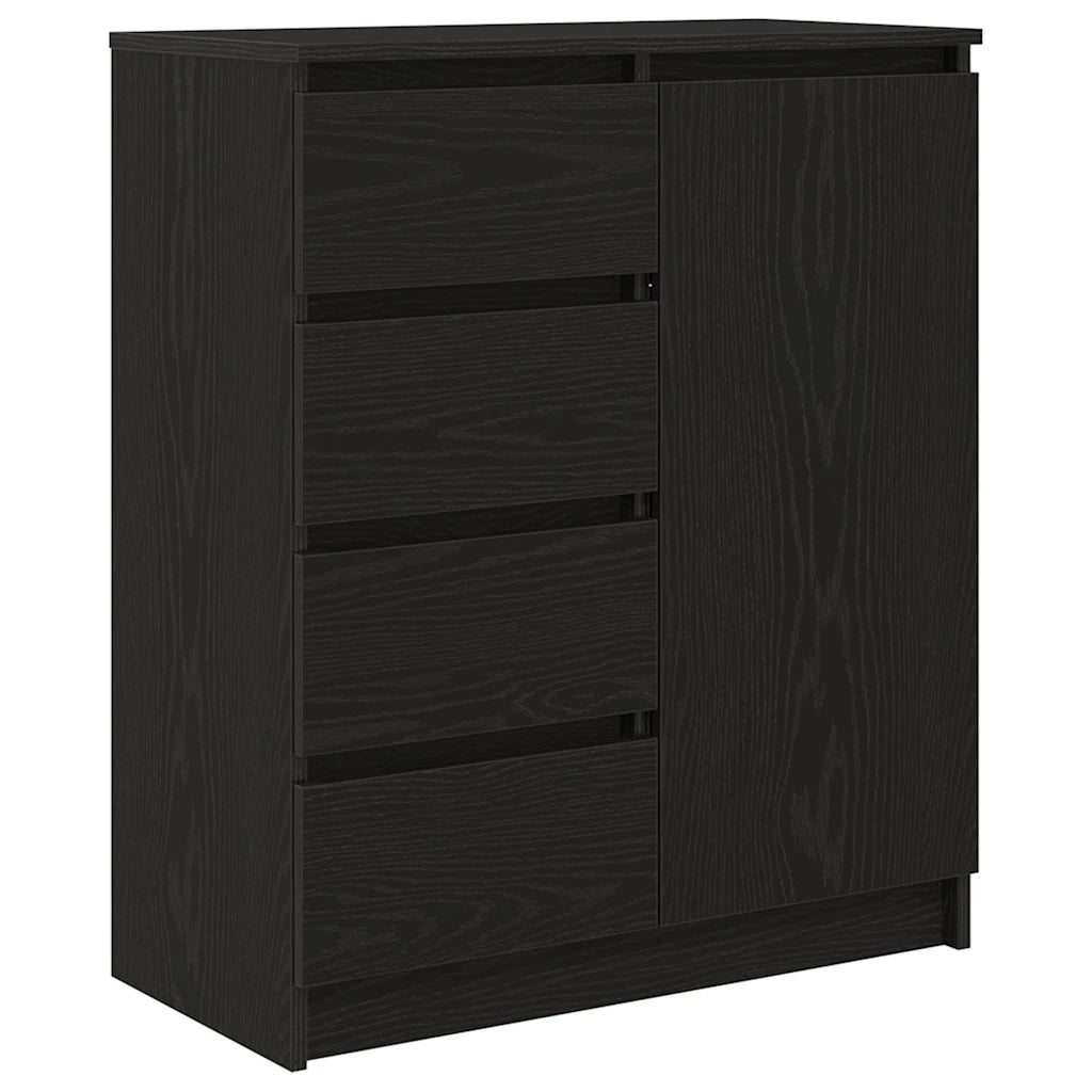 Credenza con Cassetti-Buffet-Armadio da cucina Rovere Nero 71x35x84 cm Legno Multistrato