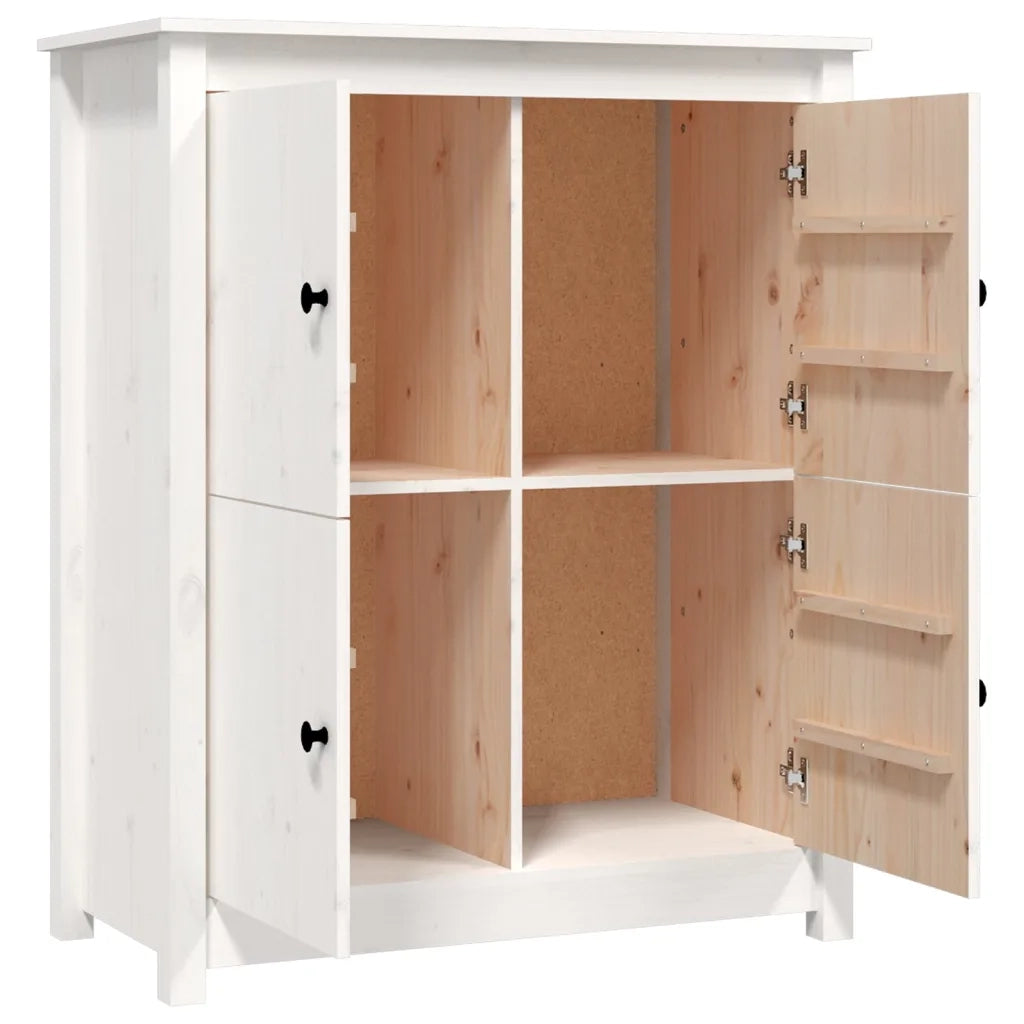 Credenza Bianca 83x41,5x100 cm in Legno Massello di Pino 821508