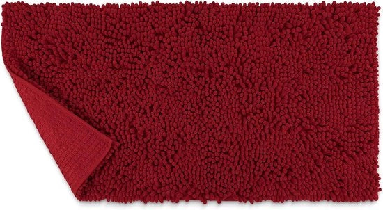 Tappeto da bagno Chenille - Mat di acciuglio antiscivolo - Decorazione da bagno - Assorbimento extra morbido - 50 x 80 cm - Rosso