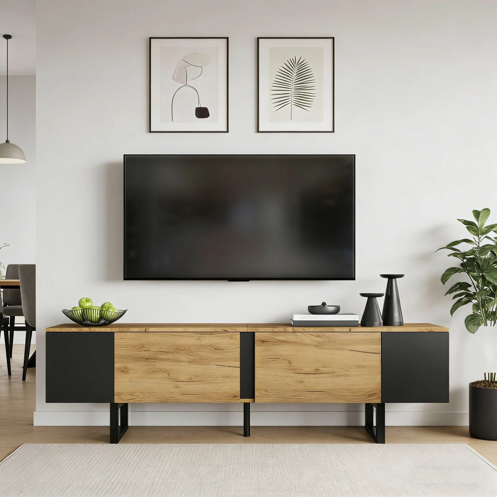 Mobile TV Lowboard ¨C MINIMAL ¨C Rovere/Bianco, 2 Ante, 180x40x55 cm