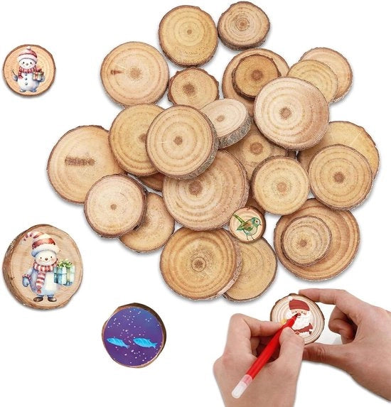 Pacco di 40 Dischi di Legno Piccoli per Fai da Te - Dischi di Ramo di Albero in Legno di Pino per Artigianato - Dischi di Legno per Piatti di Sotto i Bicchieri - Dischi di Ramo di Albero in Legno di Pino (3-7cm)