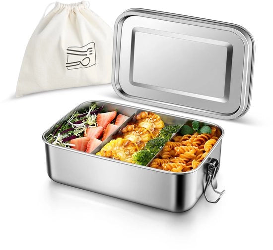 Lunchbox in acciaio inossidabile con 2 compartimenti, 1400 ml bentobox con borsa per bambini e adulti, lunchbox impermeabile per scuola, ufficio e viaggio, resistente al lavastoviglie