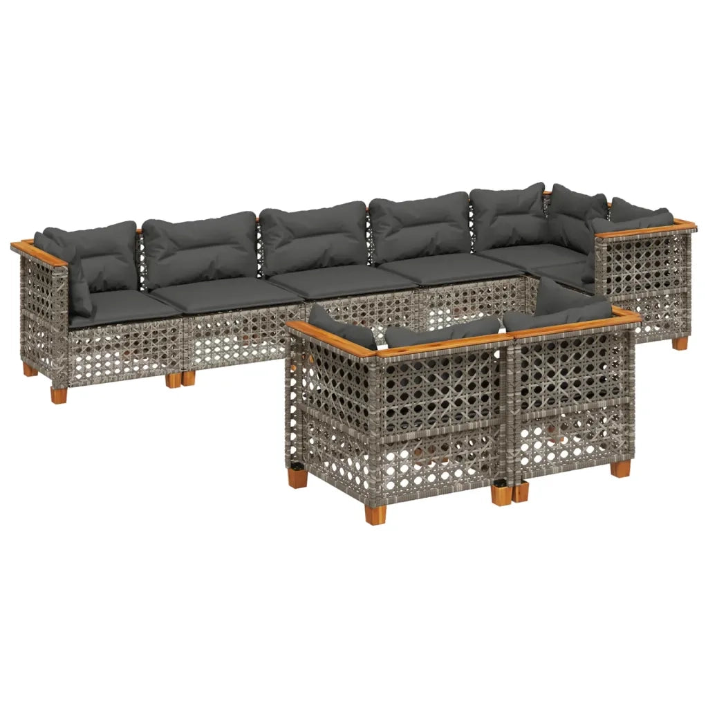 Set Divano da Giardino 8 pz con Cuscini Grigio in Polyrattan 3261891
