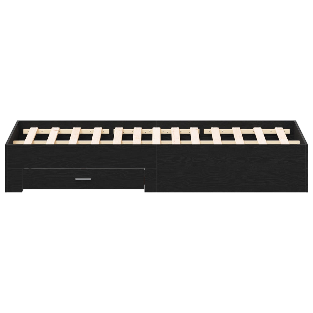 Struttura del Letto con Cassetti Nero Rovere 180x200 cm Legno Ingegnerizzato