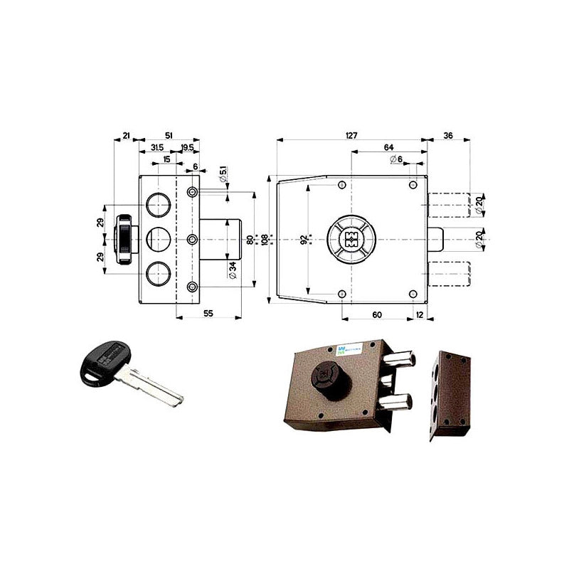 Serratura Sic.Semplice Dx Pompa 30411 Mottura