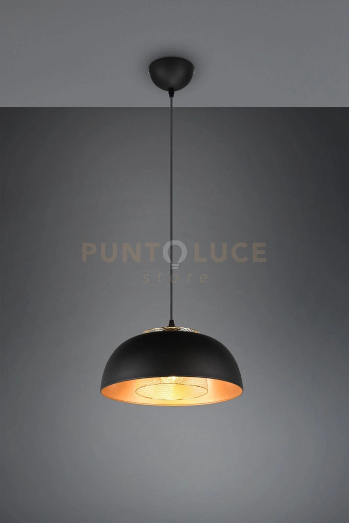PUNCH SOSPENSIONE METALLO NERO E ORO D. 35CM 1 LUCE ATTACCO E27