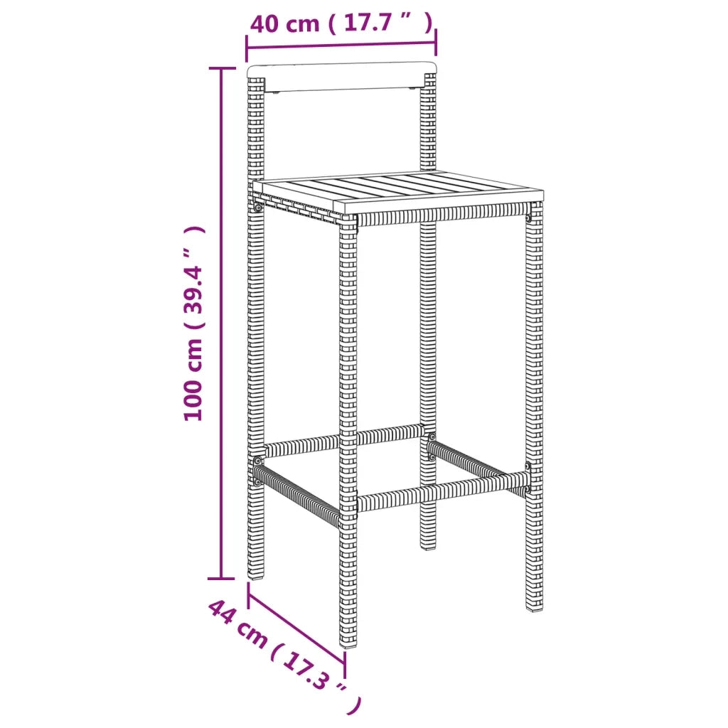 Set Bar Giardino 9pz Grigio Polyrattan e Legno Massello Acacia 3187697