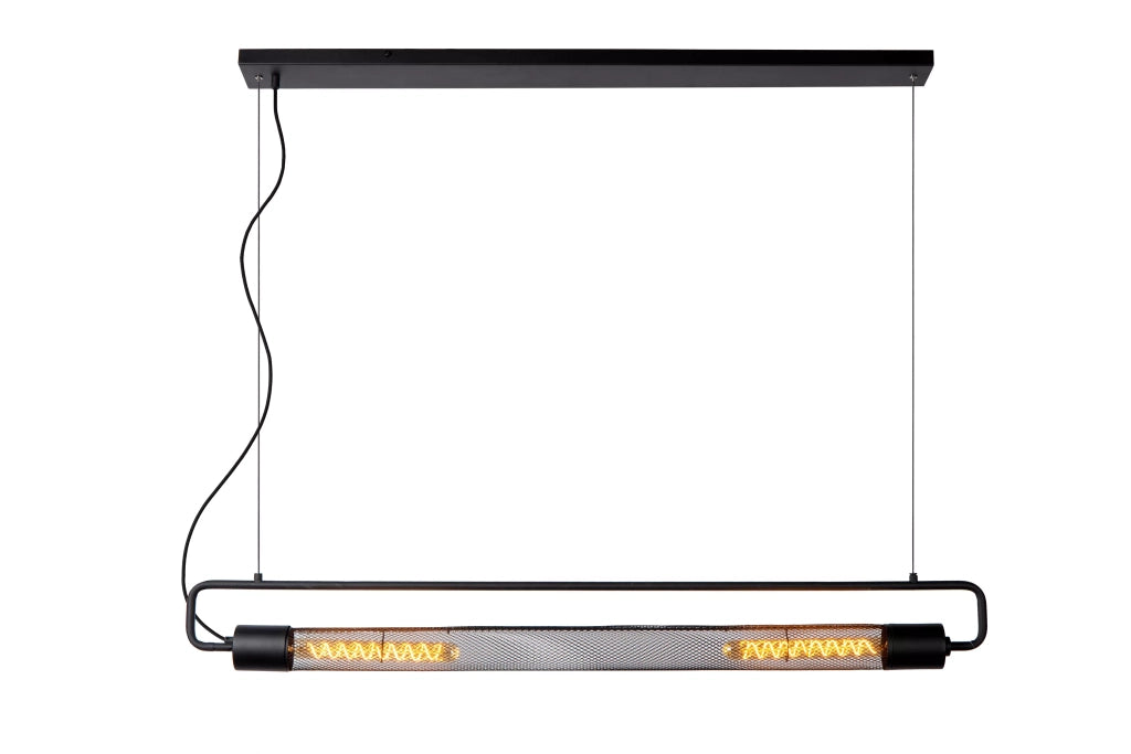 Lampada sospesa lineare loft nera Calixt Lucide 2xE27 25W