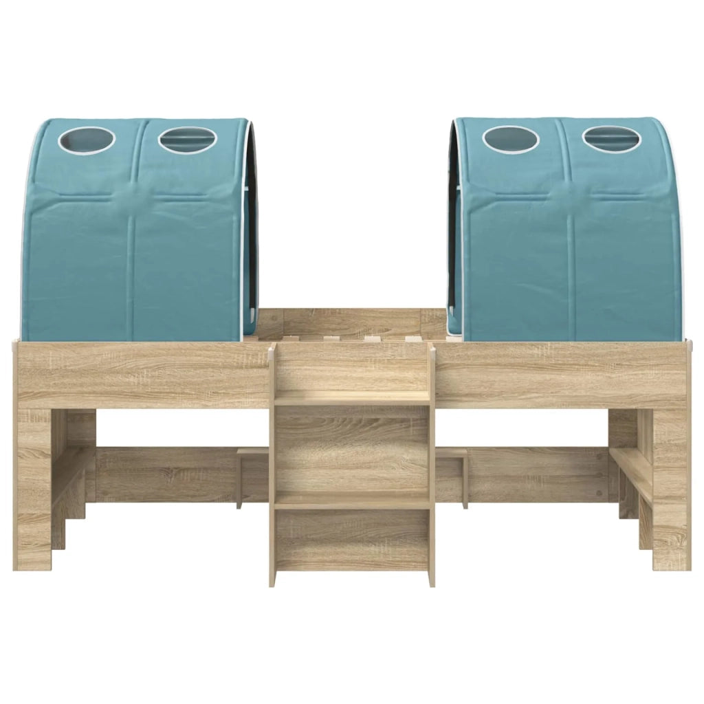 Letto Alto per Bambini con Tunnel 3 pz Rovere Sonoma e Azzurro 3423540