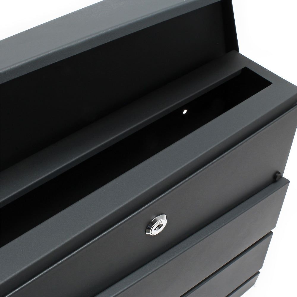 Cassetta postale V16 con vano portagiornale, verniciata a polvere antracite