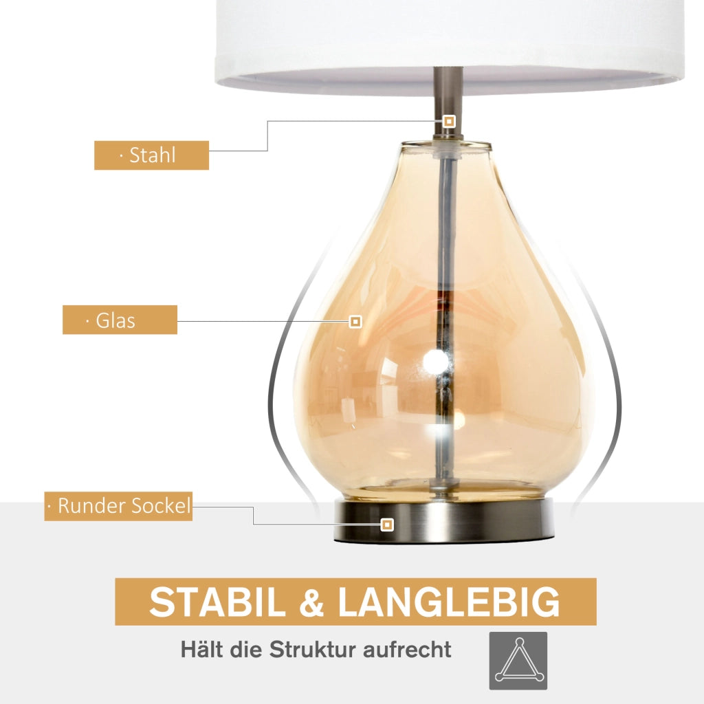 Lampada da tavolo con paralume in lino e gambo in vetro ¨C Minimal ¨C Bianco