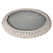 Cuccia per Cani e Gatti Rotonda con Bordi Rialzati e Cuscino, Lettino per Cani Imbottito Effetto Velluto, ¦µ93x15cm, Grigia