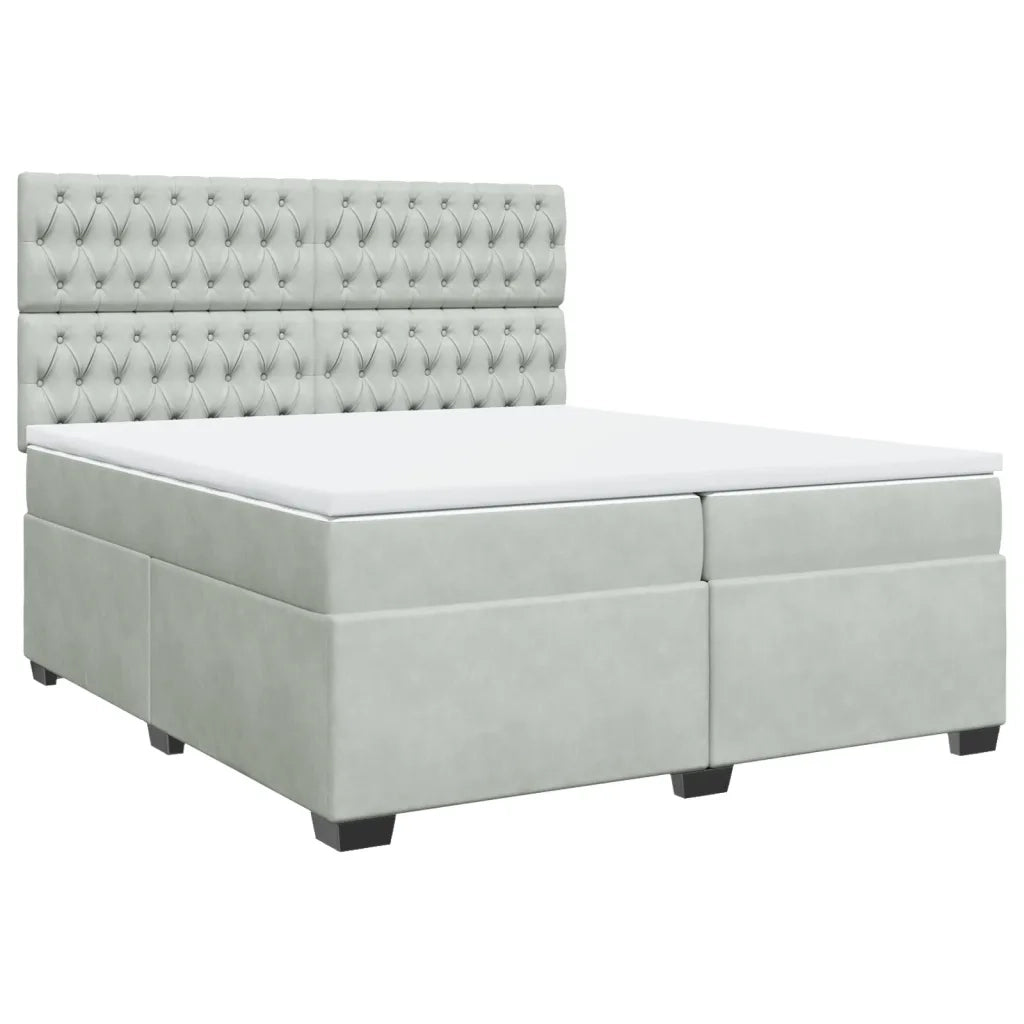 Giroletto a Molle con Materasso Grigio Chiaro 200x200cm Velluto 3293308