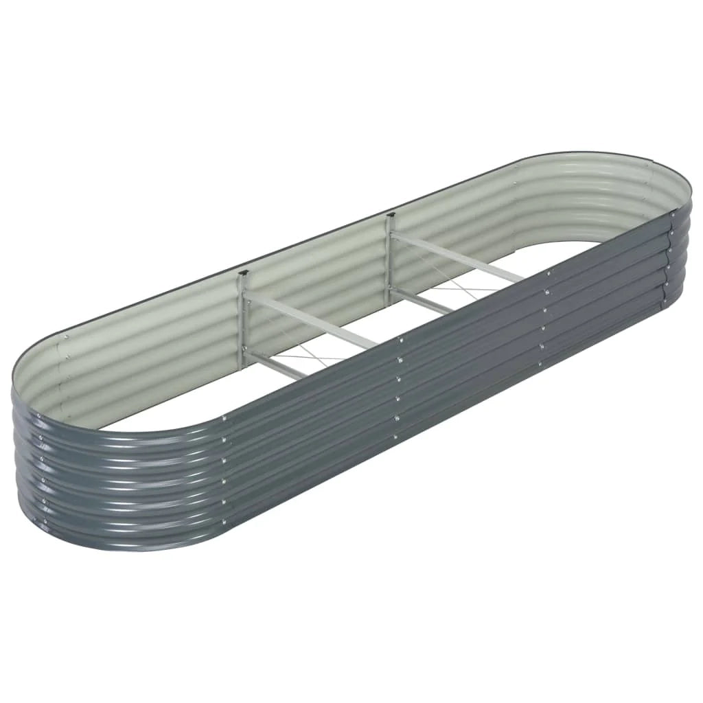 Fioriera rialzata per piante e fiori giardino 320 x 80 x 44 cm acciaio zincato grigio 02_0001046