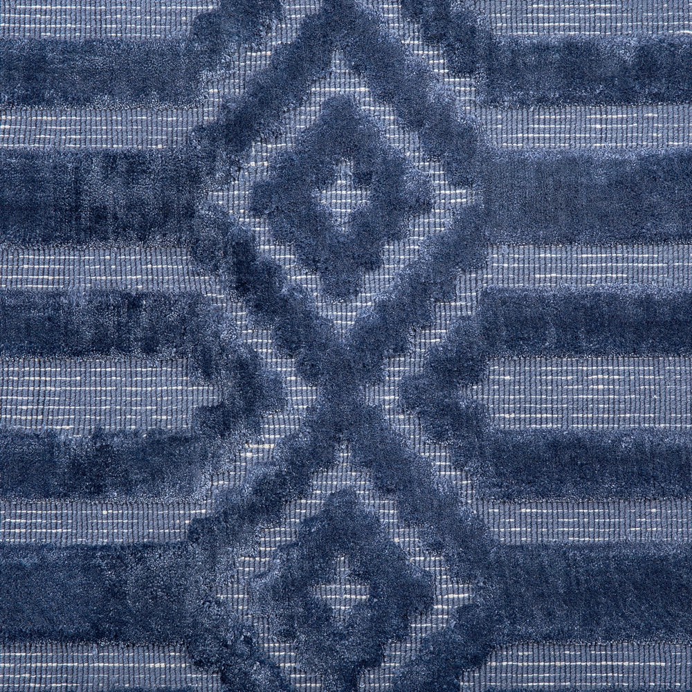 Tappeto Blu Viscosa 140 x 200 cm Motivo Geometrico Tessuto a Mano Flatweave