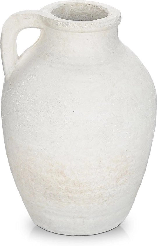 Vaas in Terracotta con Maniglie a Mano per Decorazione in Salotto e Ufficio, Stile Bohemian per Pampas, Decorazione Rustica Antica, Altezza 23 cm