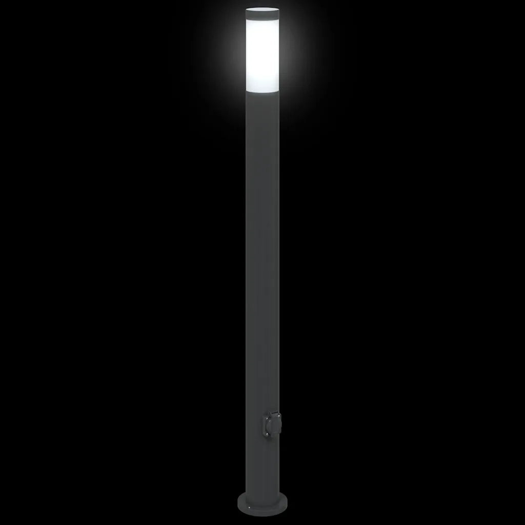 Lampioni a colonnina con presa elettrica 3 pz 110 cm Acciaio Inox IP44 4006040