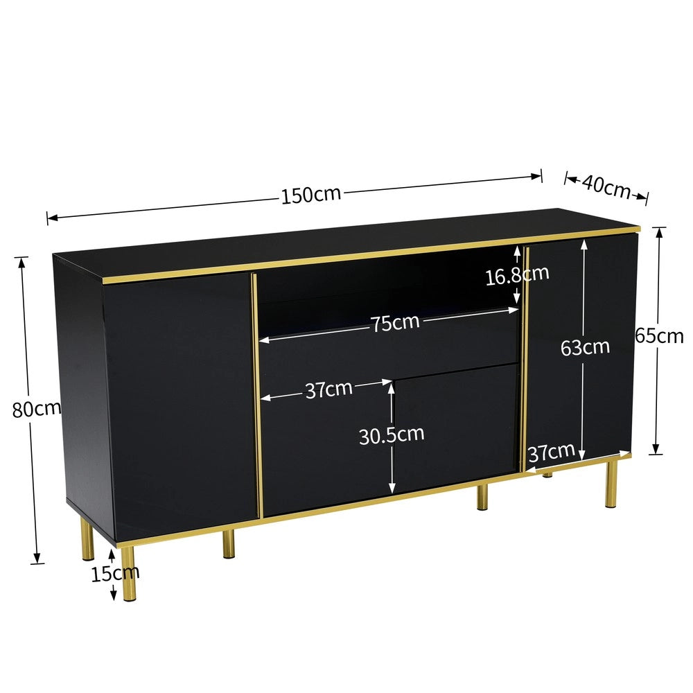Cassettiera Sideboard ¨C Minimal ¨C nero lucido 150x40x80cm