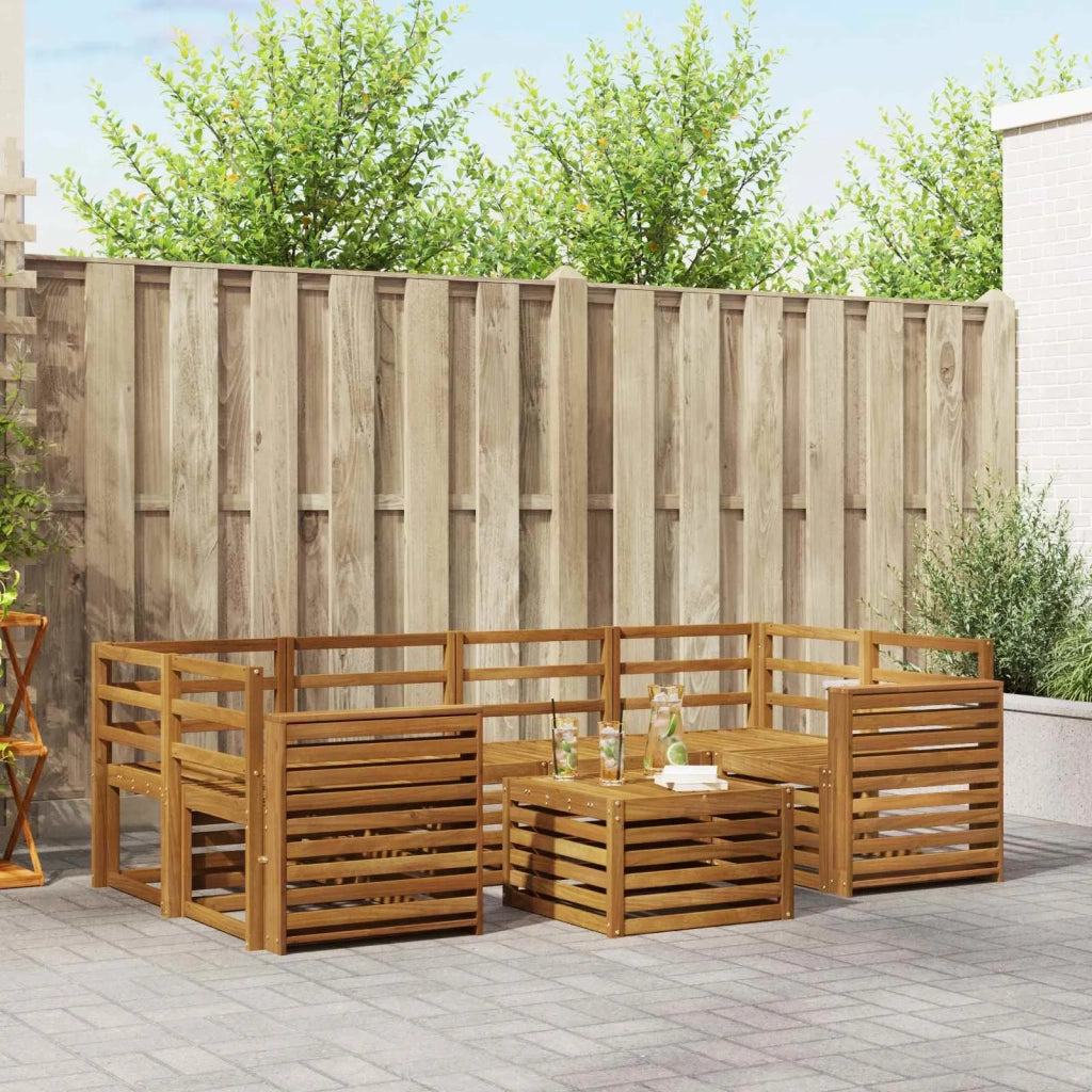 Set di divani da esterno 7 pz Naturale Legno di Acacia Massello 3374454