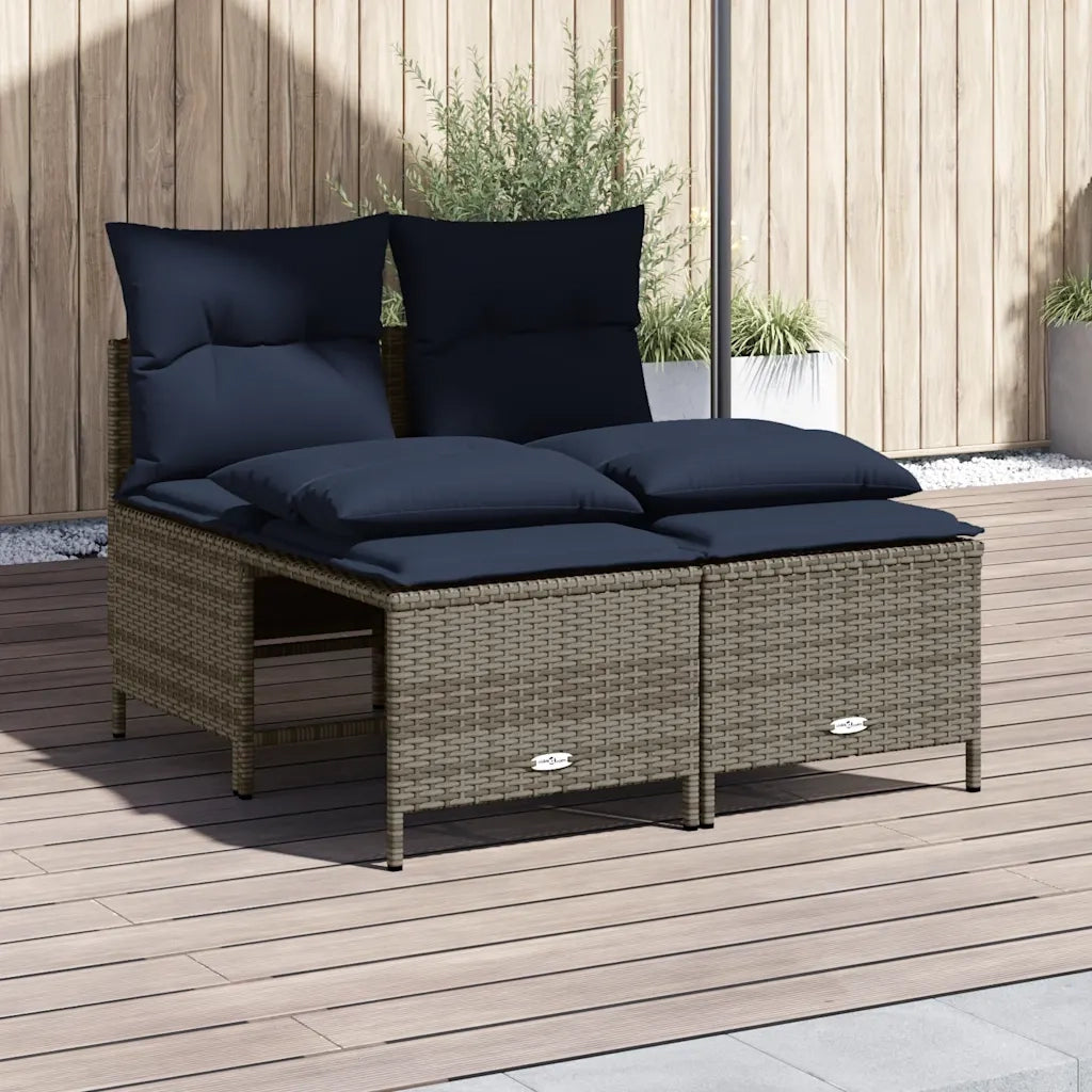 Set Divani da Giardino 4 pz con Cuscini Grigio in Polyrattan 368378