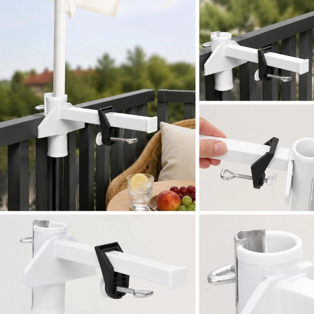 Parasol Holder For Balcony, White, 38 Mm Steel