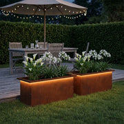 Fioriera da giardino con LED 2 pz Ruggine 30 x 60 x 30 cm 8008097
