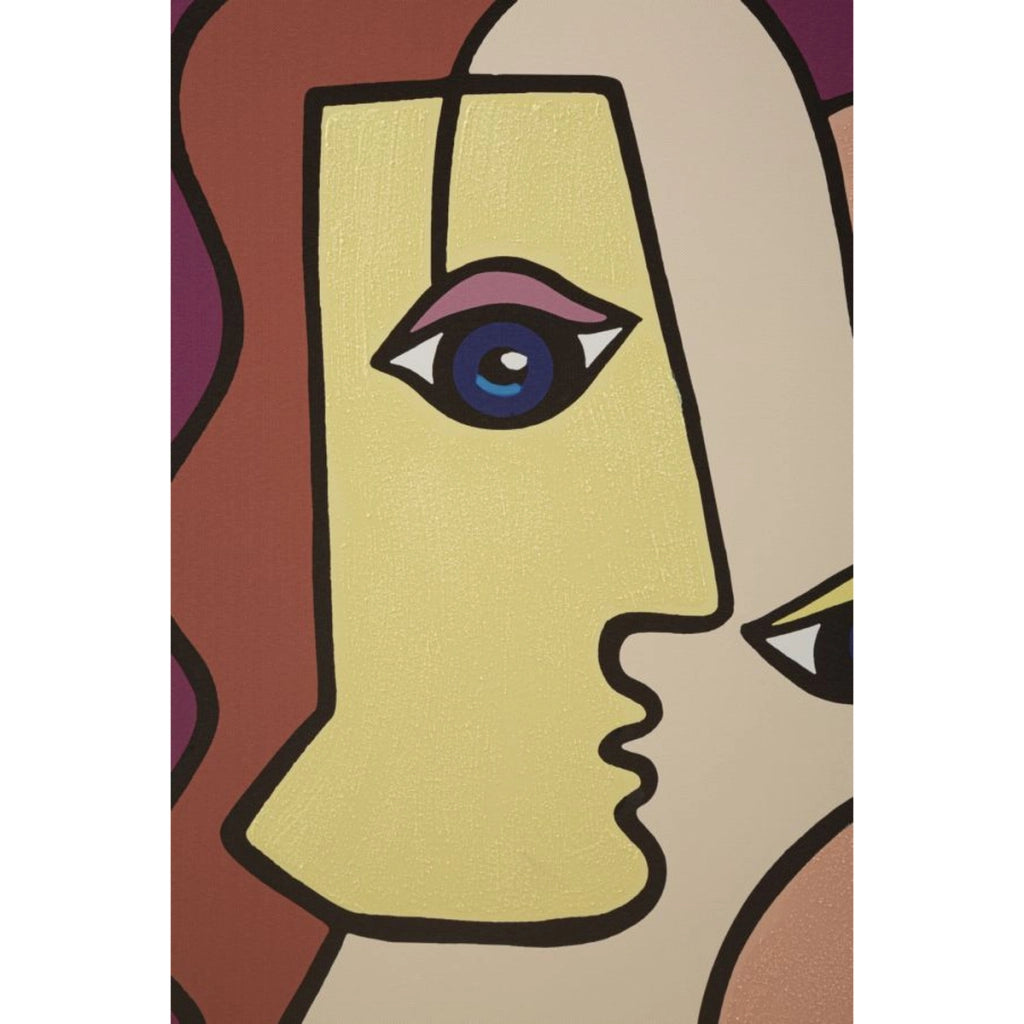 Stampa su Tela Viso 14, Multicolore, Legno, 60x3x90 cm