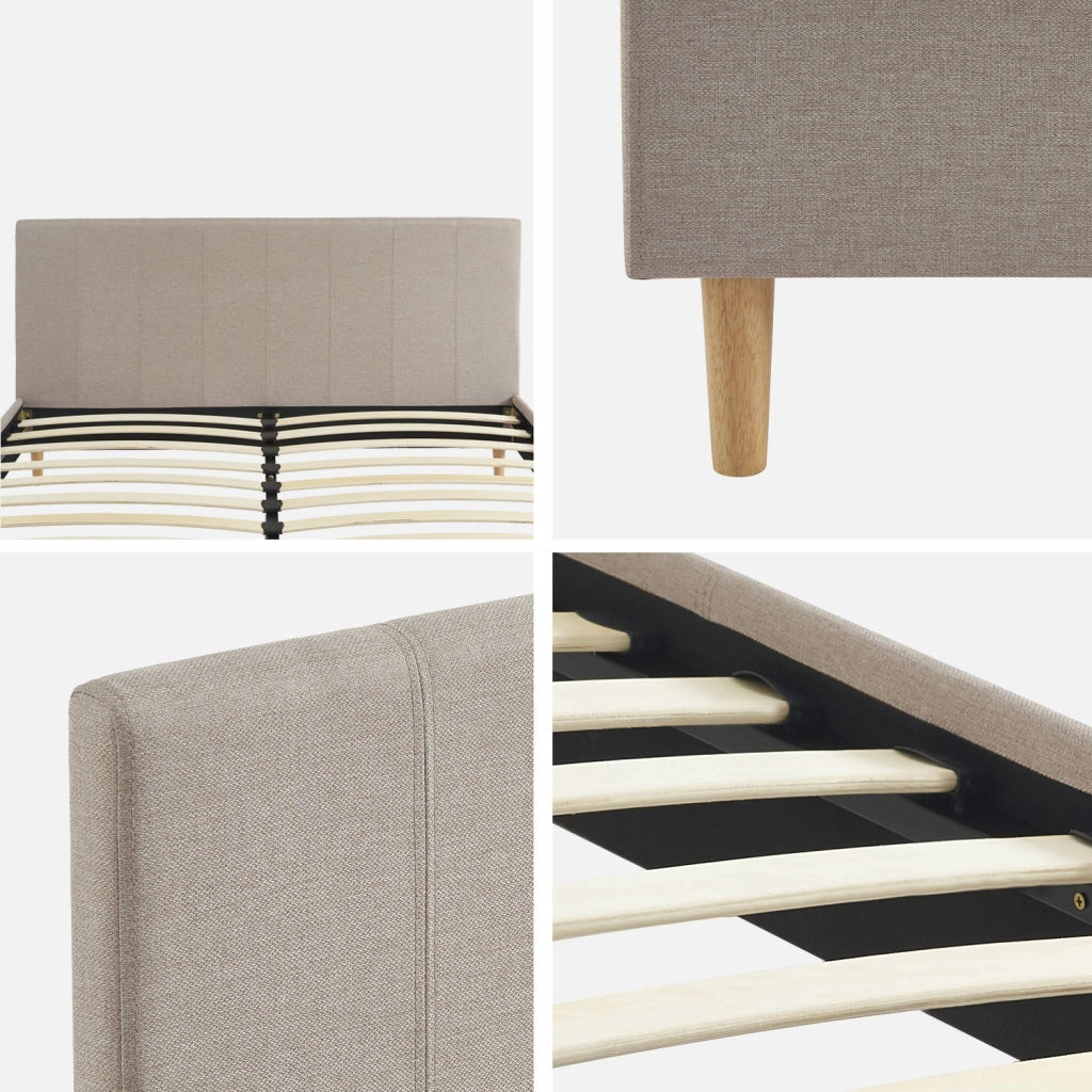 Struttura letto con rete a doghe e testiera 160x200cm, tessuto