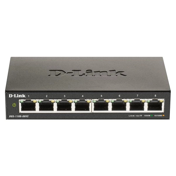 D-link dgs-1100-08v2 gestito l2 gigabit ethernet (10/100/1000) nero