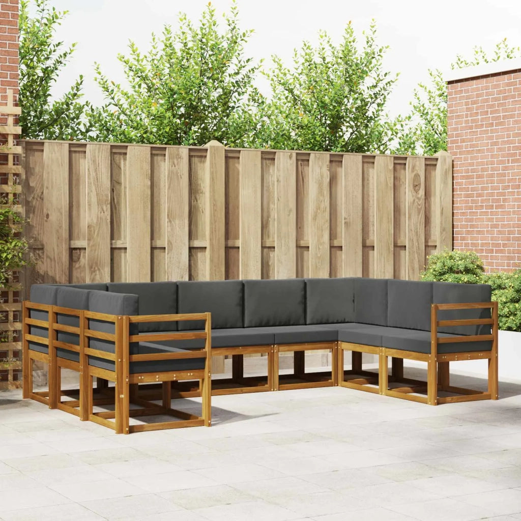 Set di divani da esterno con cuscino 9 pcs Naturale e Antracite