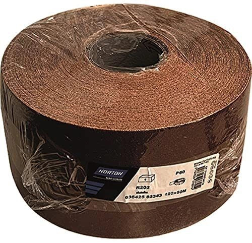 Norton 3190022 R202 Tela smeriglio ossido di alluminio 120 mm 50 m 220 g colore Nero