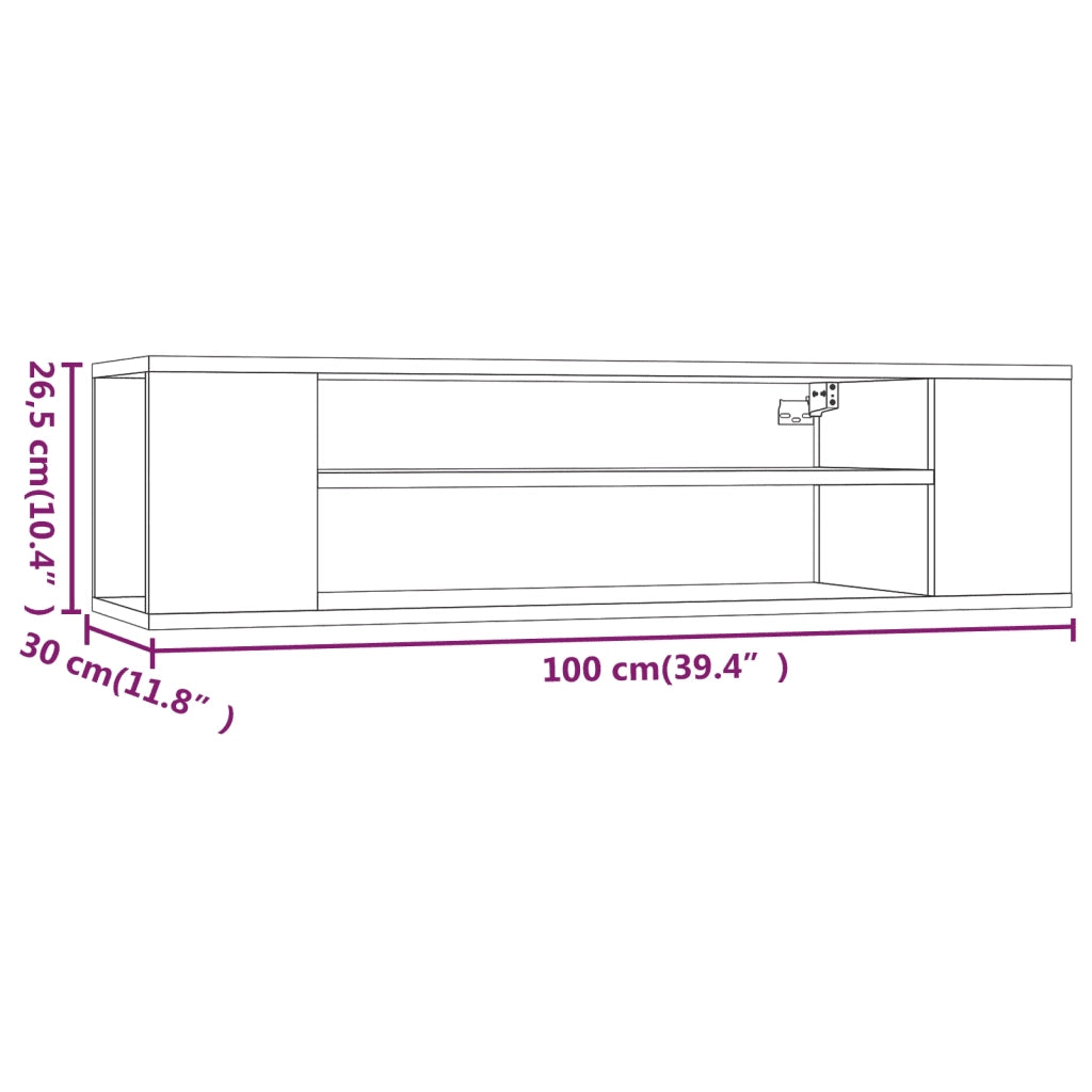 Mobile TV Pensile Rovere Fumo 100x30x26,5 cm Legno Multistrato 826360