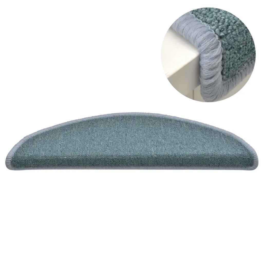 Tappetini per scale 15 pz 56x17x3 cm Blu mare semicircolari 322362