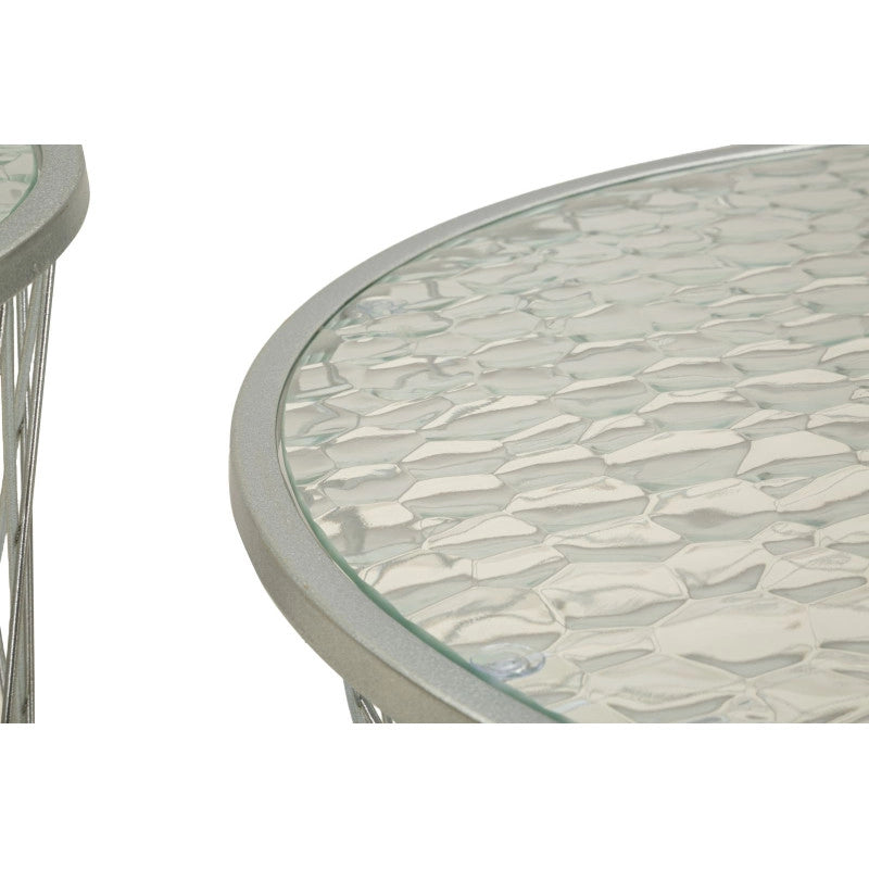 Tavolinetti Noah Silver Set 4 Pz cm ø 70x45-47x54,5-36x50-28x45