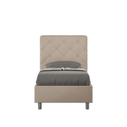Letto singolo contenitore imbottito 90x200 similpelle tortora Priya