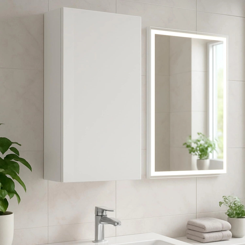Armadietto Bagno Sospeso Con Anta Reversibile E 2 Ripiani Regolabili Mobile Salvaspazio Da Parete In Melaminico Per Bagni Moderni E Piccoli Spazi 60 X 30 X 16 Cm Colore Bianco