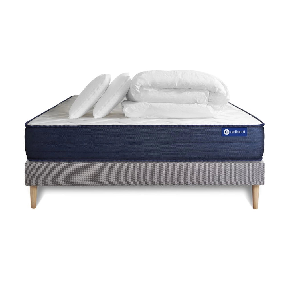 Pacchetto letto completo - Materasso 180x200cm + Box spring con doghe (kit) + 2 cuscini + Piumino - Actiflex Life