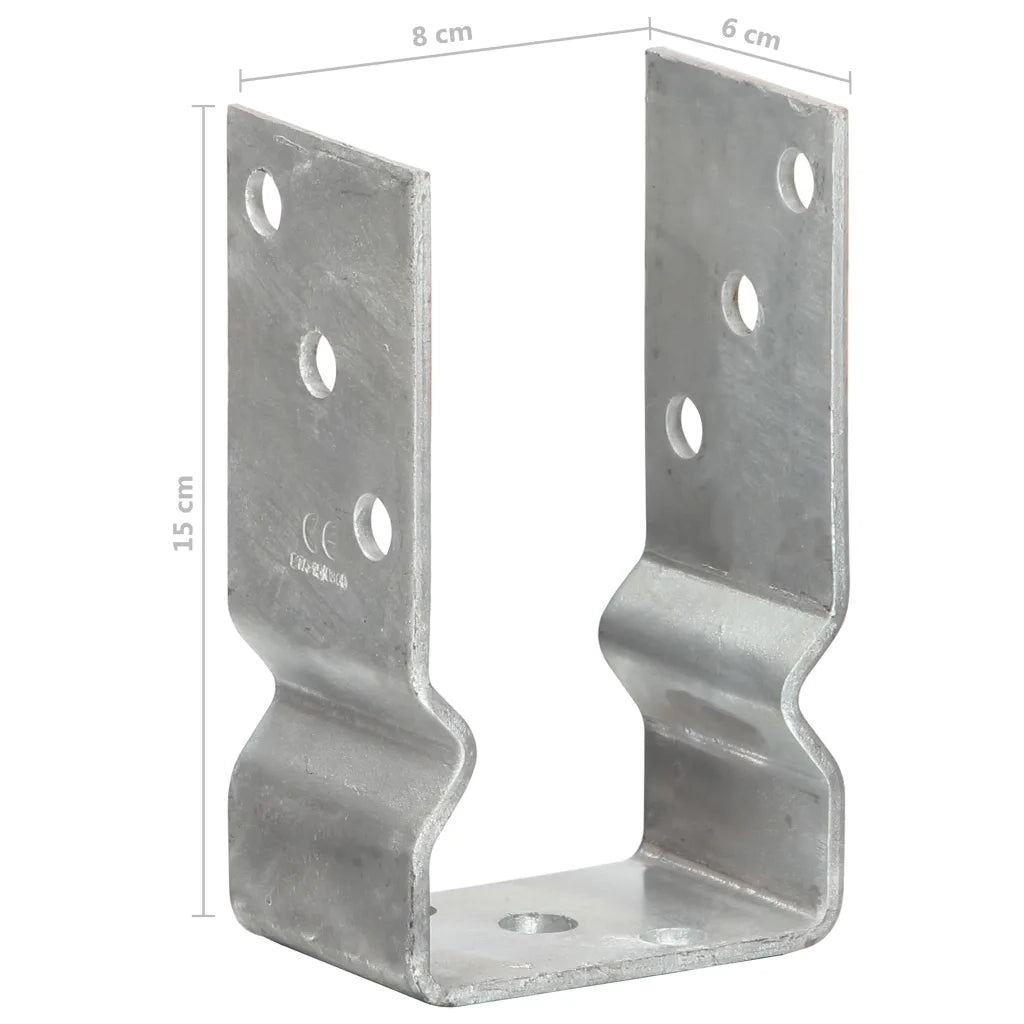 Picchetti per Recinzione 12 pz Argento 8x6x15cm Acciaio Zincato 145331