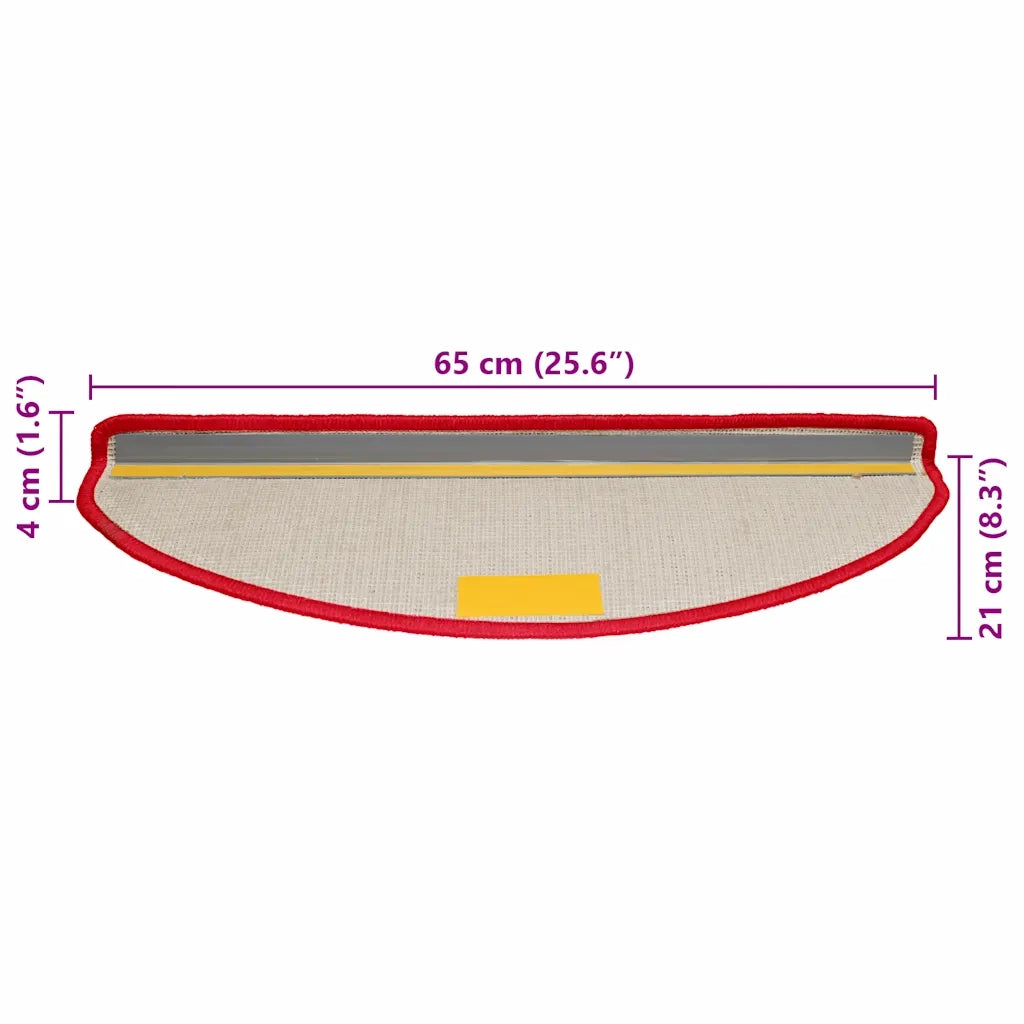 Tappetini per scale 10 pz 65x21x4 cm rossi semicircolari grandi 149813