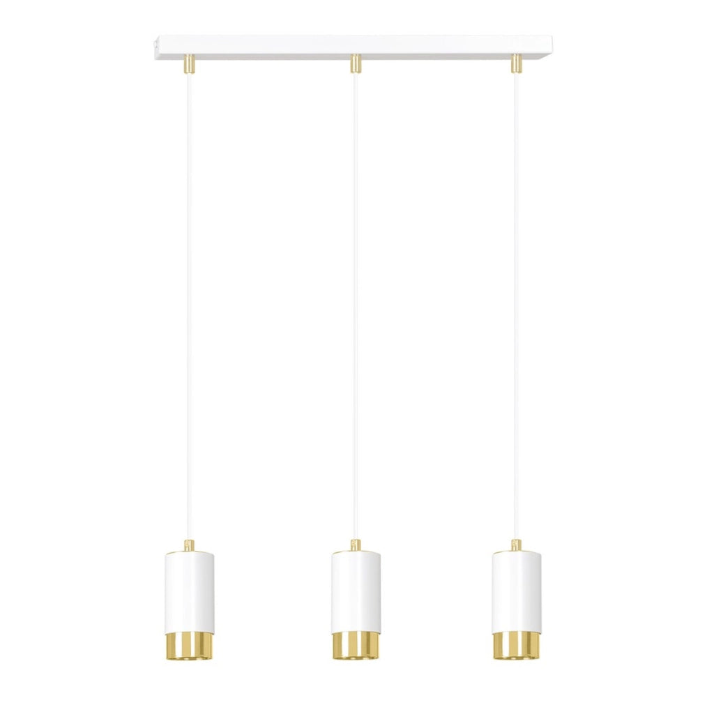 Lampada a sospensione Fumiko in acciaio bianco e oro