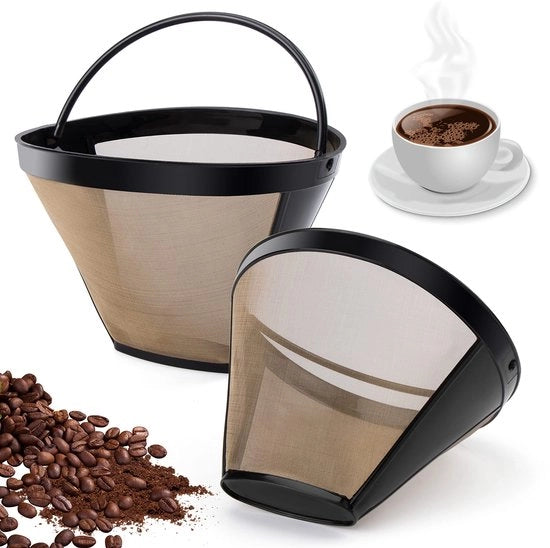 Filtro del caffè permanente - Supporto del filtro del caffè n.4 - Acciaio inossidabile - Adatto per 8-12 tazze - Lavabile - Diametro 120 mm - Filtro permanente