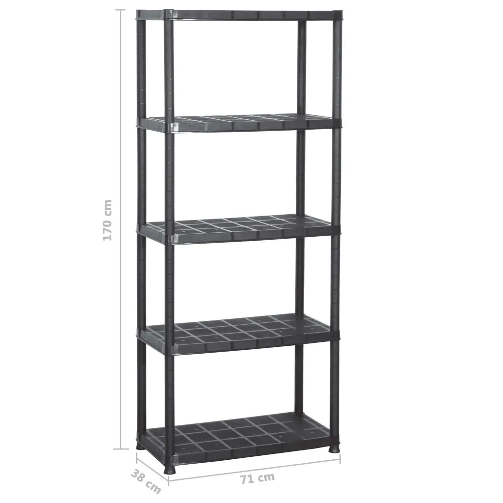 Scaffale a 5 Ripiani Nero 71x38x170 cm in Plastica CFW5945095
