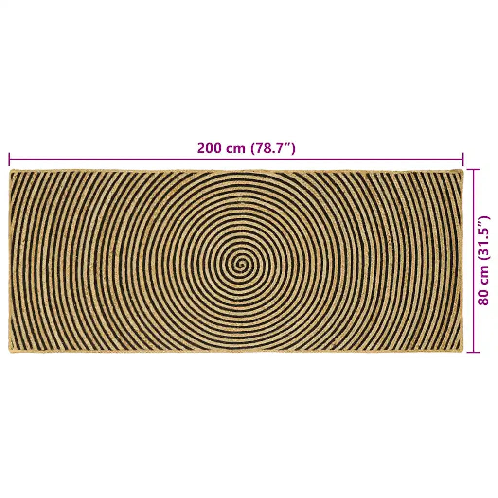Tappeti per area Nero 80 x 200 cm Juta
