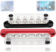 Blocco di Distribuzione di Potenza per Stud Terminal M8 12V-48V 2 pezzi 6 X 5/16in Base con Angolo Rotondo 150A Auto
