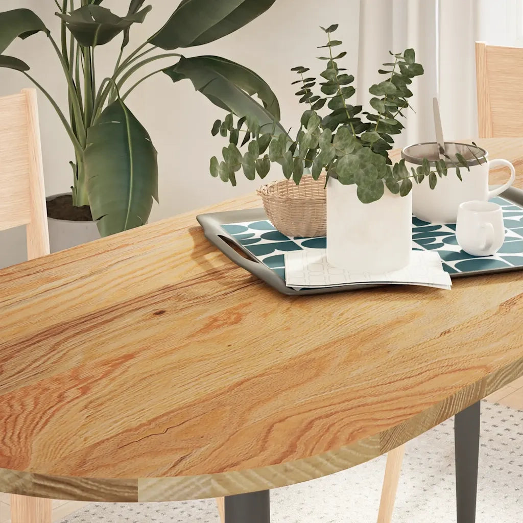vidaXL Piano Tavolo Marrone Chiaro 140x60x2cm in Rovere Massello Ovale