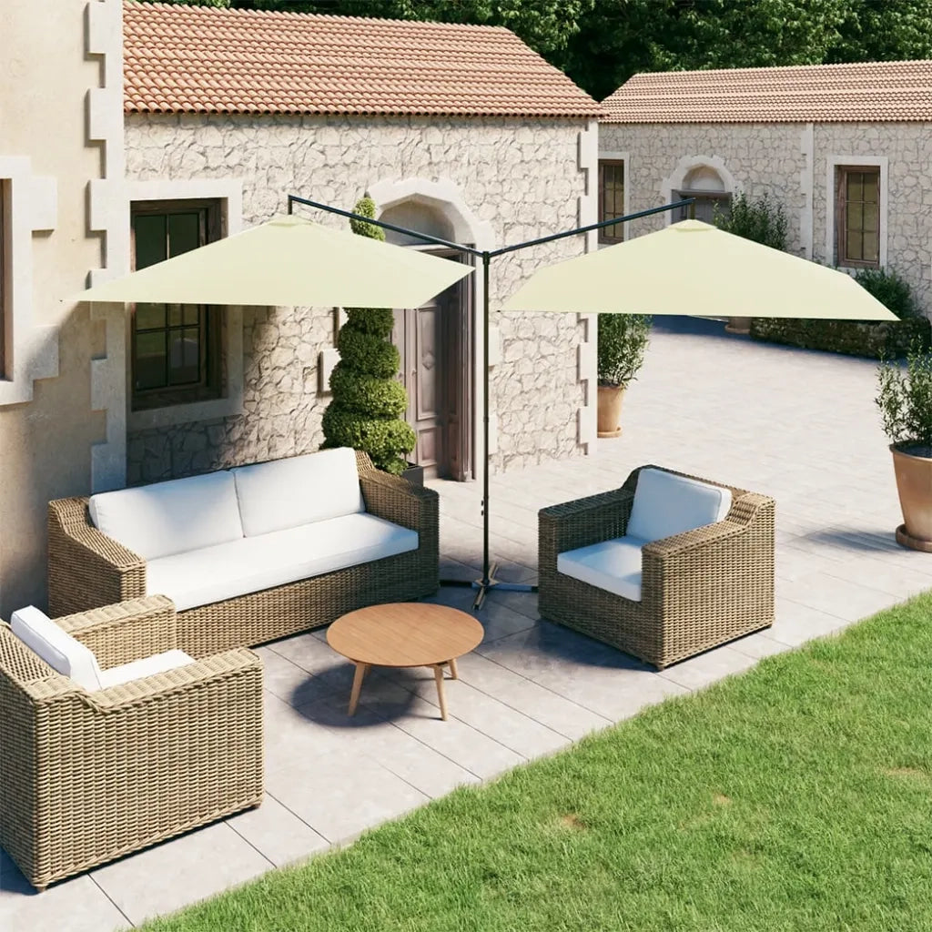 Ombrellone Doppio-Ombrellone da giardino con Palo in Acciaio Sabbia 600x300 cm