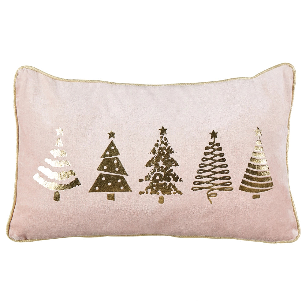 Set di 2 cuscini sparsi in tessuto di velluto rosa 30 x 50 cm con motivo ad albero di Natale in cotone sfoderabile Soggiorno Camera da letto