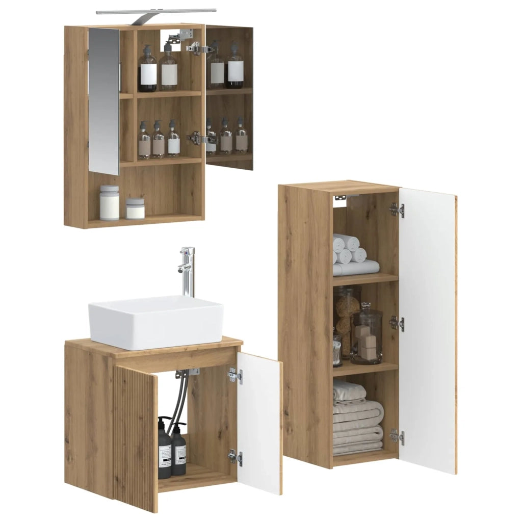 Set di mobili per il bagno 4 pcs Rovere Artigianale 3407446