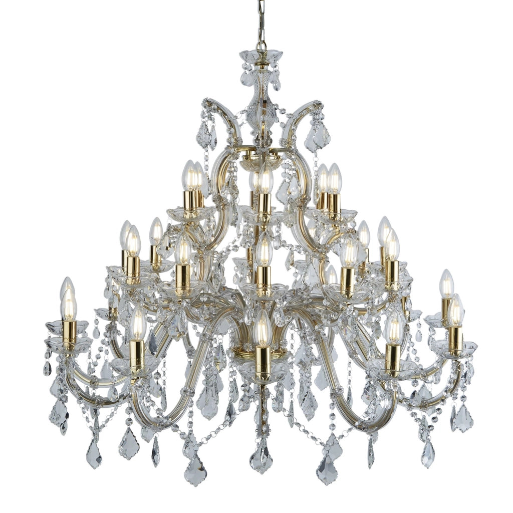 Lampadario Classico Marie Therese Acciaio Adjustable Vetro 30 Luci E14